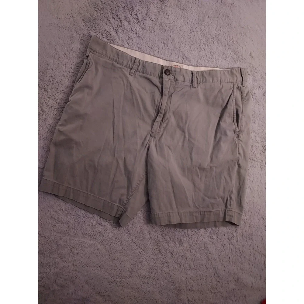 Faherty Shorts Mens 35 Chino Casual Preppy Organic Cotton Blend Golf Green Gray